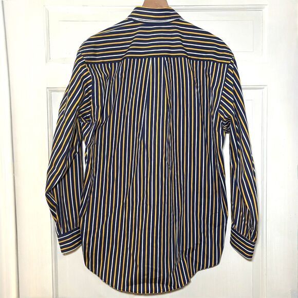 Brooks Brothers Blue Yellow White Stripe Long Sleeve Shirt Mens M Vintage - Picture 5 of 6